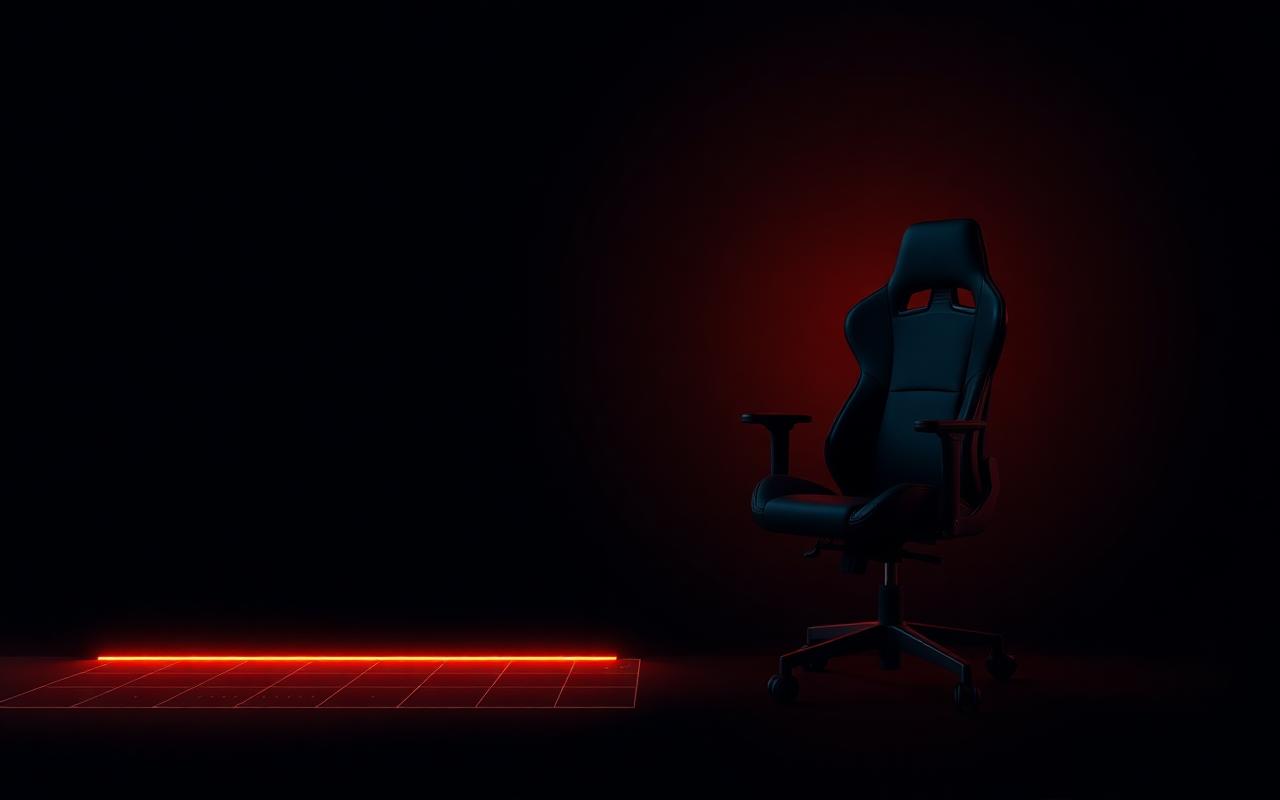 OFX Office , ergonomic gaming chair silhouette with an isometric floor-plan grid